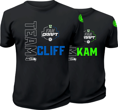 Team Kam and Team Cliff 12 Fan Draft T-Shirts.