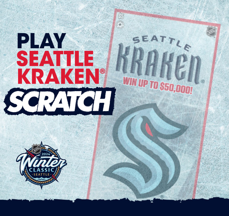 Play Seattle Kraken Scratch. Scratch ticket embedded in rink ice.