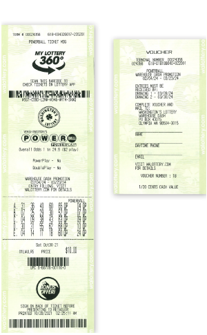 Images of a Powerball Ticket and Mail-in Voucher.