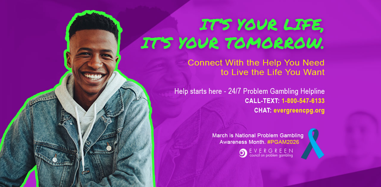 PGAM2026 Young man smiling. It's your life. It's your Tomorrow. Jackpot for large screens.