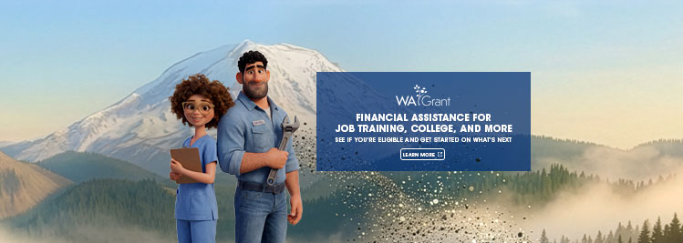 A woman and man standing in front of Mt Rainier Jackpot for mobile screens.