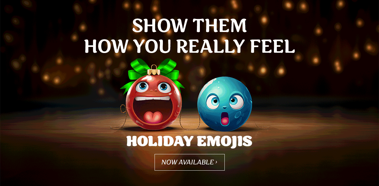 Animation of Holiday Emoji Ornaments