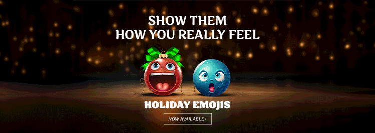 Animation of Holiday Emoji Ornaments