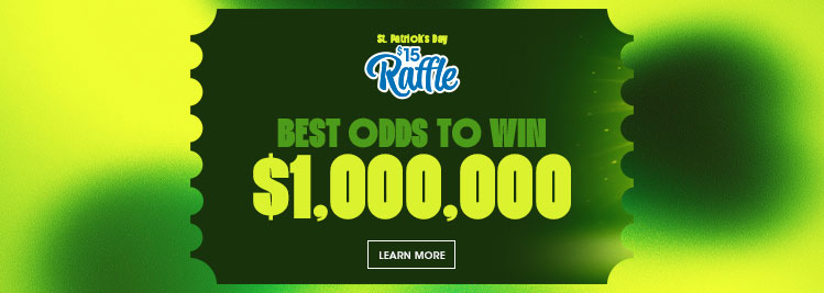 St. Patrick's Day Raffle - Best odds to win $1,000,000 Jackpot for mobile screens.
