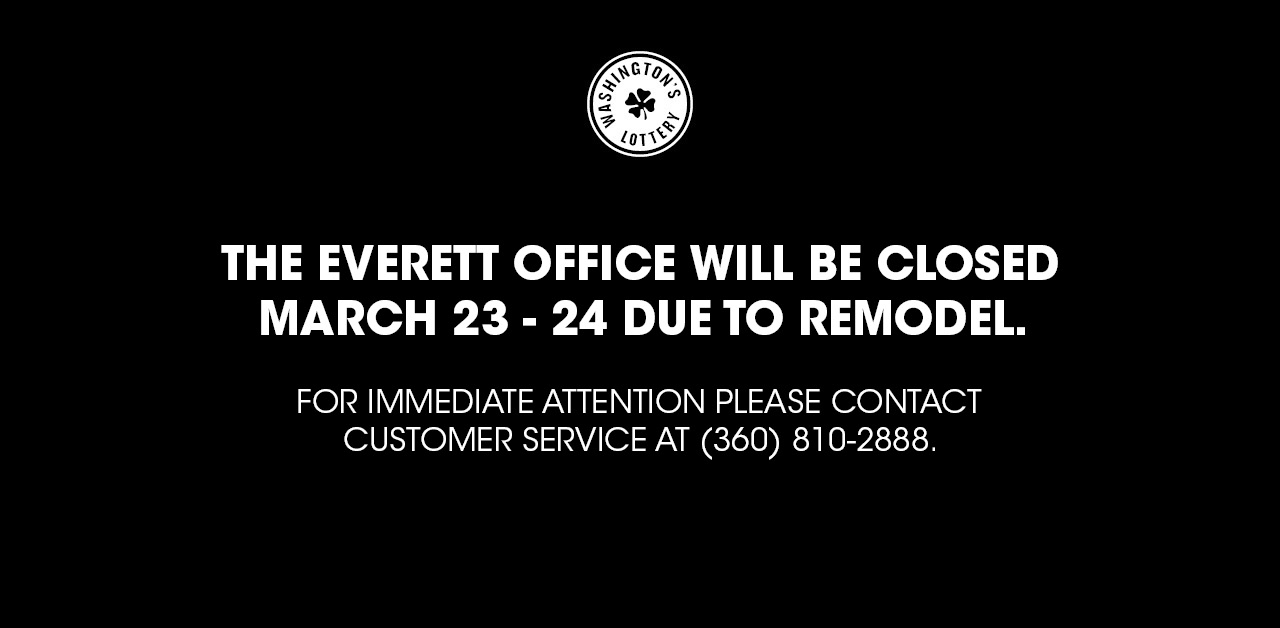 Washington's Lottery Logo in white on black background. Jackpot for large screens.