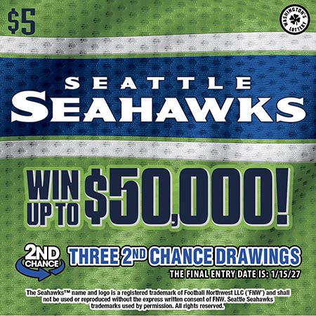 SEATTLE SEAHAWKS scratch ticket from Washington Lottery