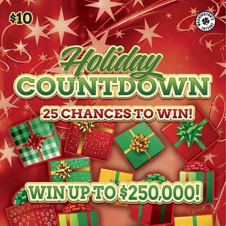 HOLIDAY COUNTDOWN scratch ticket from Washington Lottery