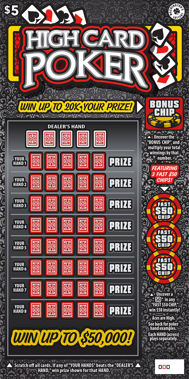 HIGH CARD POKER Washington scratch-off ticket