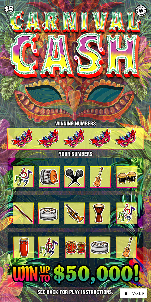 Carnival Cash Washington scratch-off ticket