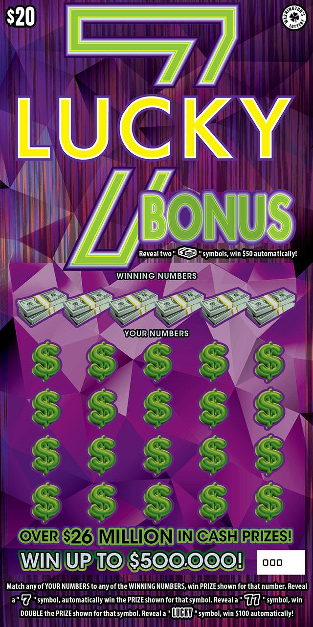 LUCKY 7 BONUS Washington scratch-off ticket