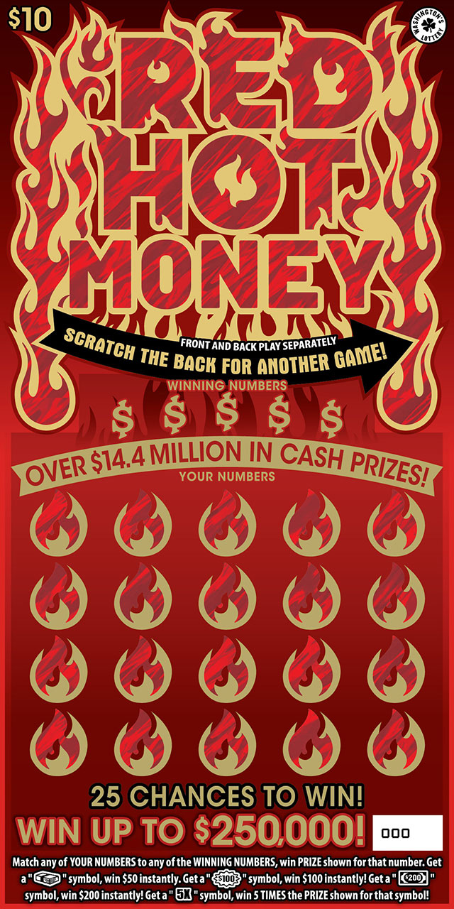 RED HOT MONEY Washington scratch-off ticket
