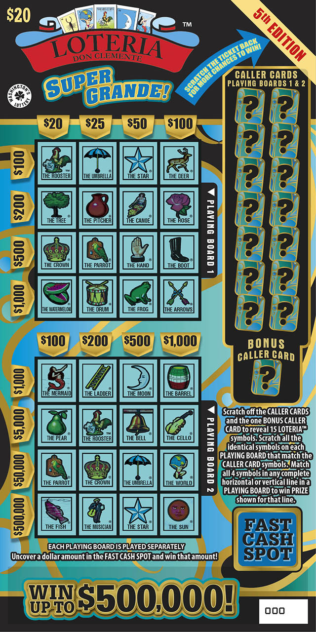 LOTERIA SUPER GRANDE 5TH EDIT Washington scratch-off ticket