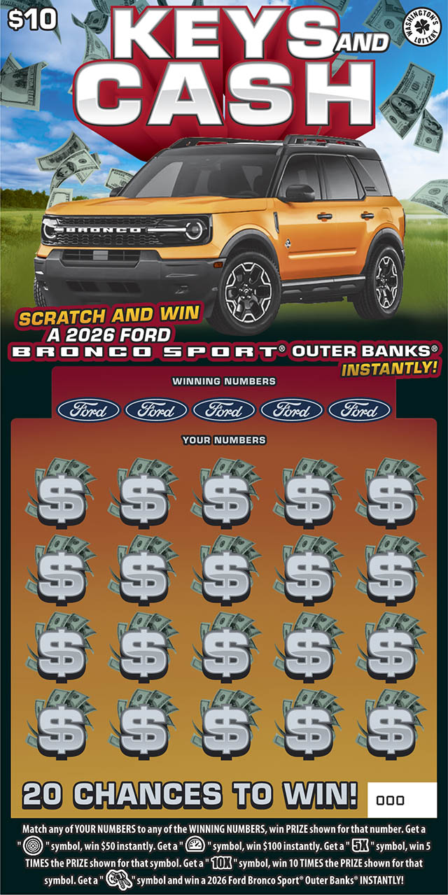 KEYS AND CASH Washington scratch-off ticket