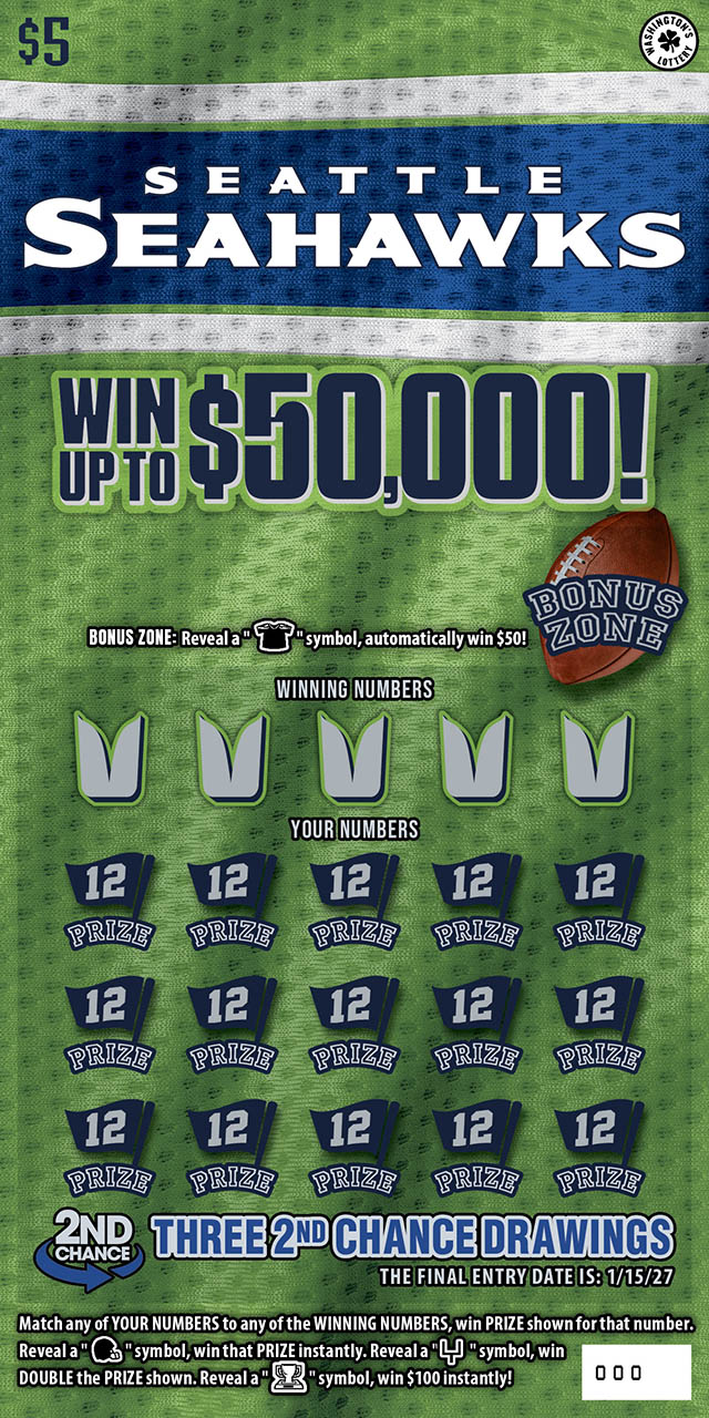 SEATTLE SEAHAWKS Washington scratch-off ticket