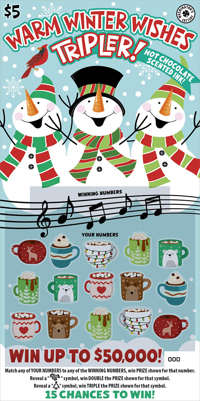 WARM WINTER WISHES TRIPLER! Washington scratch-off ticket